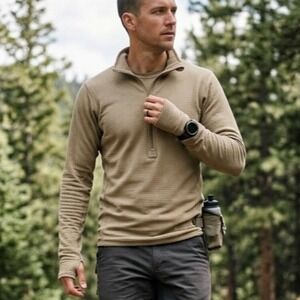 US Army Mens Thermal Gen 3 Polartec Waffle L2 Grid Fleece Shirt XS Lightweight